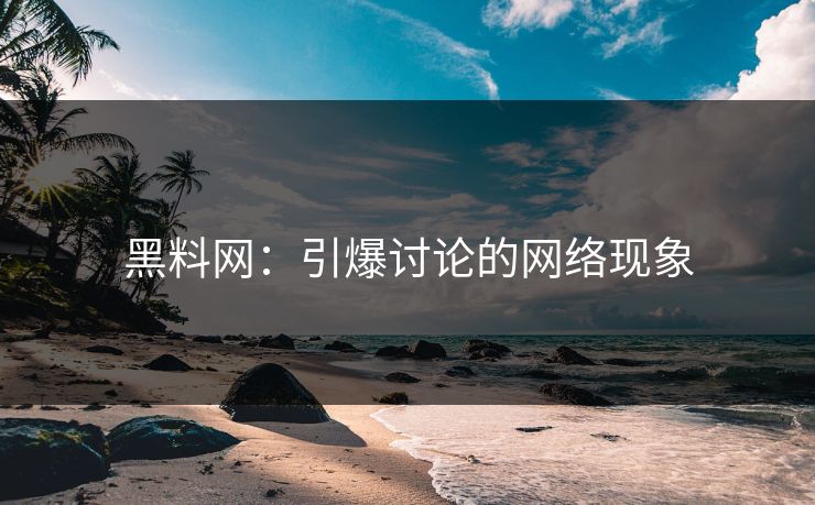黑料网：引爆讨论的网络现象