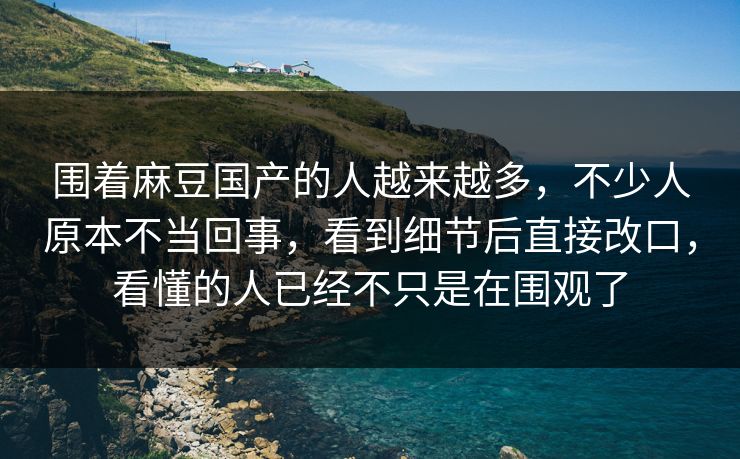 围着麻豆国产的人越来越多，不少人原本不当回事，看到细节后直接改口，看懂的人已经不只是在围观了
