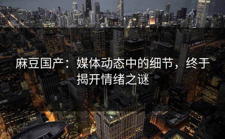 麻豆国产：媒体动态中的细节，终于揭开情绪之谜