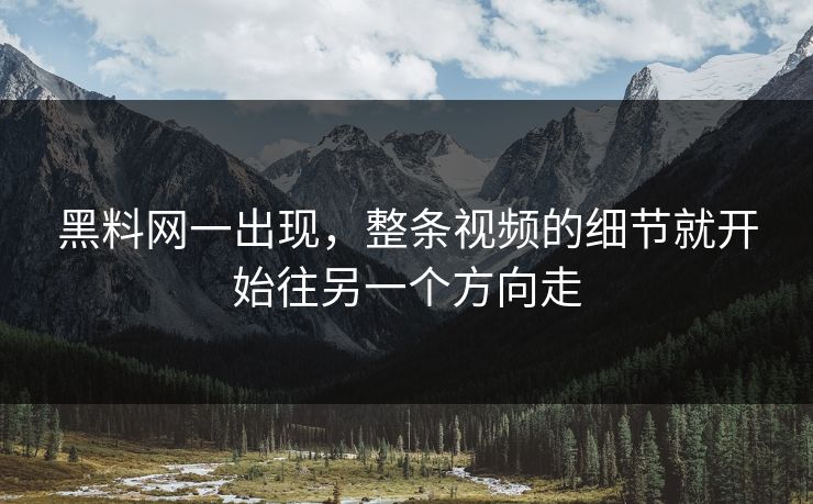 黑料网一出现，整条视频的细节就开始往另一个方向走