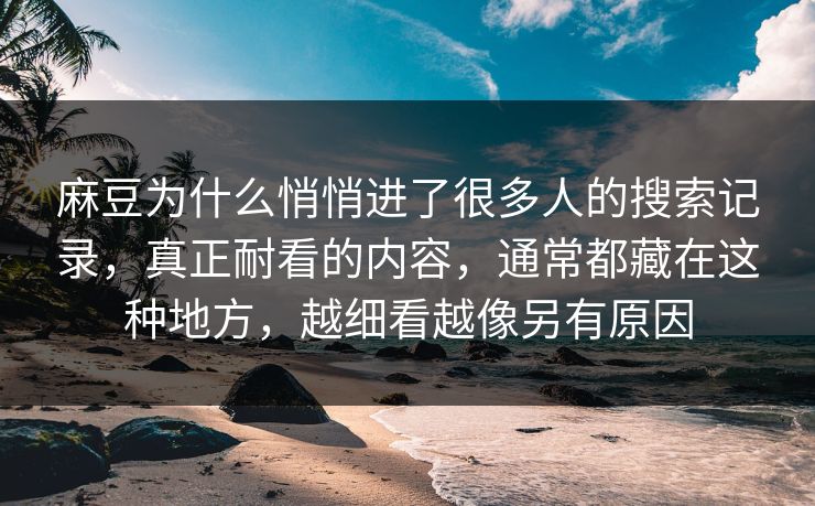 麻豆为什么悄悄进了很多人的搜索记录，真正耐看的内容，通常都藏在这种地方，越细看越像另有原因