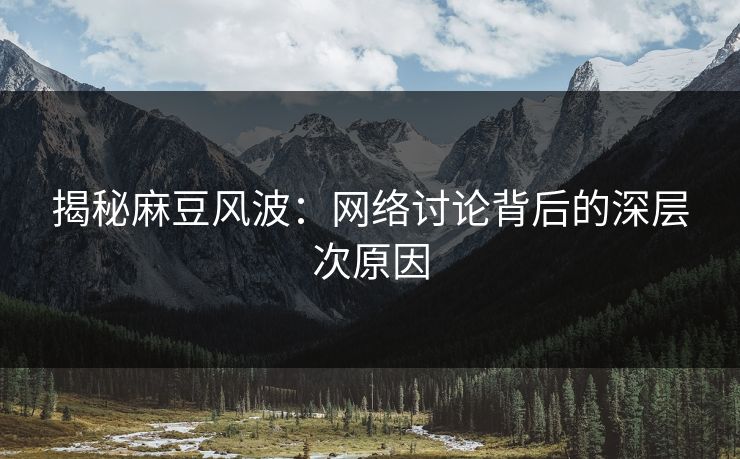 揭秘麻豆风波：网络讨论背后的深层次原因
