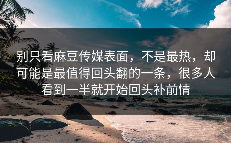 别只看麻豆传媒表面,不是最热,却可能是最值得回头翻的一条,很多人看到一半就开始回头补前情