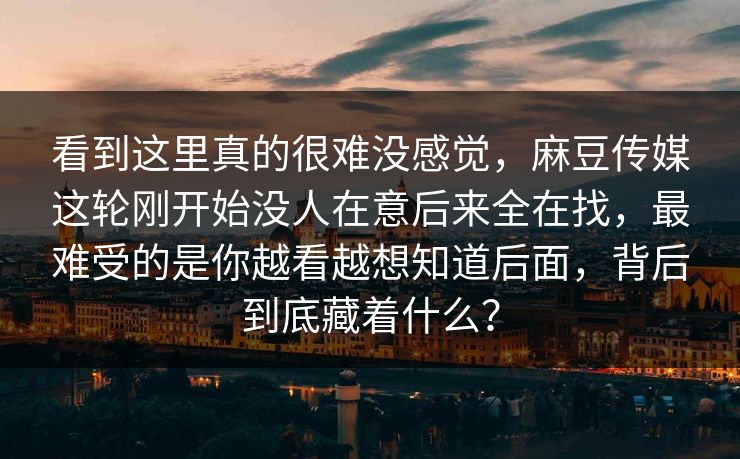 看到这里真的很难没感觉，麻豆传媒这轮刚开始没人在意后来全在找，最难受的是你越看越想知道后面，背后到底藏着什么？