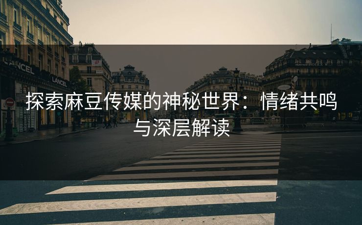 探索麻豆传媒的神秘世界：情绪共鸣与深层解读