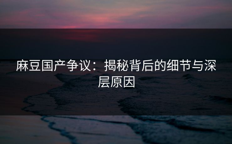 麻豆国产争议：揭秘背后的细节与深层原因