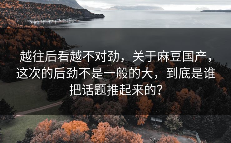越往后看越不对劲，关于麻豆国产，这次的后劲不是一般的大，到底是谁把话题推起来的？