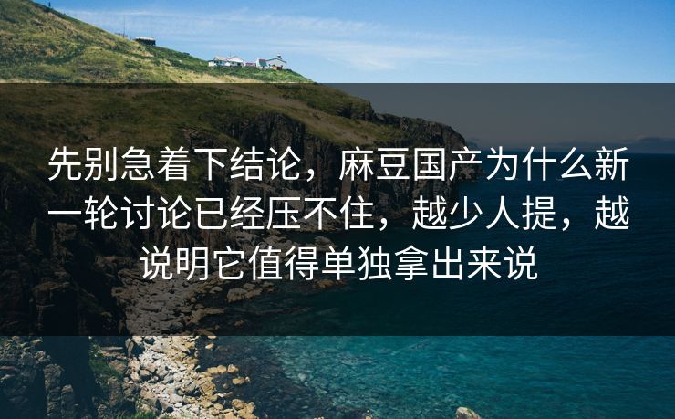 先别急着下结论，麻豆国产为什么新一轮讨论已经压不住，越少人提，越说明它值得单独拿出来说
