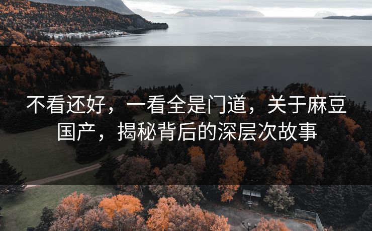 不看还好，一看全是门道，关于麻豆国产，揭秘背后的深层次故事