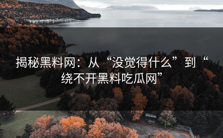 揭秘黑料网：从“没觉得什么”到“绕不开黑料吃瓜网”